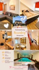 a collage of pictures of a living room and a residence at Residenz Moselzauber - Ferienwohnungen mit Pool Landschaft in Ernst