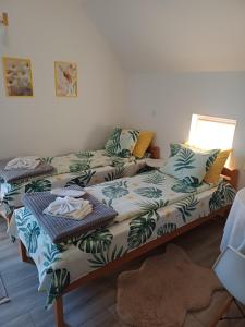 two beds sitting next to each other in a room at Vila Danida in Žabljak