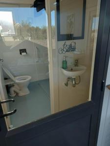 a bathroom with a sink and a toilet at The Cosy Nook in Waimate