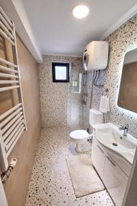 a bathroom with a white toilet and a sink at Apartmani Sjenjak Prestige in Tuzla