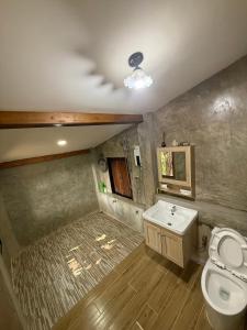 a bathroom with a toilet and a sink at เพลินนะเพลินนา รีสอร์ต Ploennaploenna in Ban Rim Lao