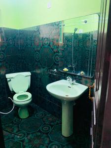 a bathroom with a toilet and a sink at Royal Mount Hotel in Pussellawa +37 photos