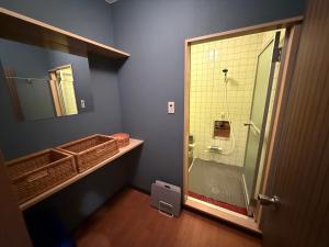 a bathroom with a shower and a sink and a toilet at TANIGAWA GOODY Lodge in Minakami +38 photos