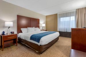 a hotel room with a large bed and a window at Comfort Inn Binghamton I-81 in Binghamton