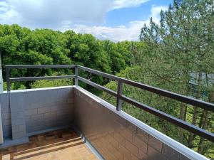 a balcony with a view of the trees at Westblick in Plön +2 photos