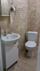 a bathroom with a white toilet and a sink at Hank O'brat in Lovech