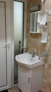 a bathroom with a sink and a glass shower at Hank O'brat in Lovech