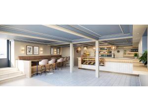 a rendering of a kitchen and dining room at Elysium St Mawes in Saint Mawes +16 photos
