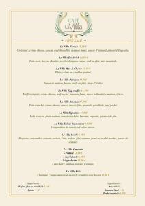 a page of a menu for a cafe la cuena at Hotel La Villa Nice Victor Hugo in Nice +64 photos