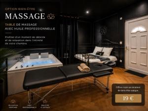a advertisement for a massage room with a bath tub at Le Spa Nocturne in Le Petit-Quevilly