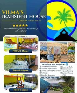 a collage of four pictures of a vacation house at Vilma Transient House in Bolinao