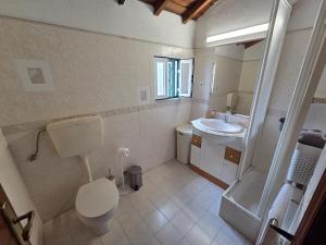 a bathroom with a toilet and a sink at Casa Centro Montargil in Montargil