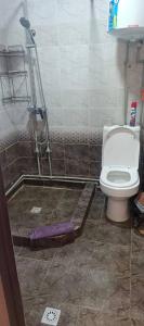 a bathroom with a shower and a toilet at Eraj Bibi Fatima in Yamchin