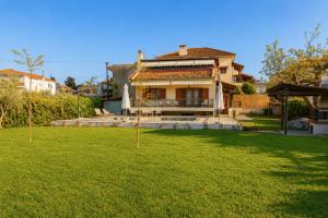 a house with a lawn in front of it at Zeusplace Magic Pool Villa in Aigínion