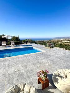 a villa with a pool and a view of the ocean at Villa Tuludis in Drousha