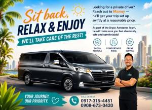 a flyer for a van rental and enjoy at CLBC Residences - 2B in Ibaba