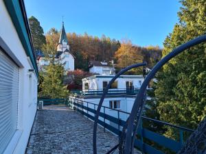 a view from the balcony of a house at Family Suites & Parking in Baden-Baden