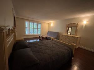 a bedroom with a bed and a dresser and a mirror at House in Markham in Markham