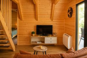 a living room with a tv and a couch at Trebižat Oasis in Čapljina
