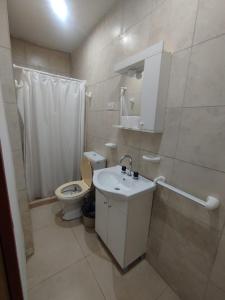 a small bathroom with a toilet and a sink at Aprt Belgrano 658 in Neuquén +50 photos