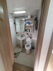 a small bathroom with a toilet and a sink at 1room 1bed Gangnam in Samgong