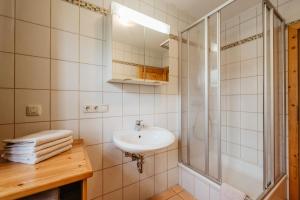 a bathroom with a sink and a shower at Balsnhof in Chamerau +18 photos