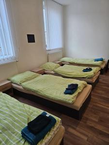 a group of four beds in a room at Studio Klicperova in Chlumec nad Cidlinou