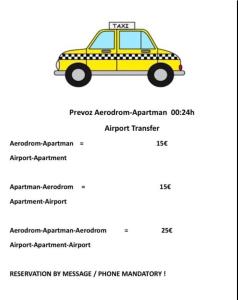 a diagram of a taxi cab at Taca 1 - Airport apartman in Surčin