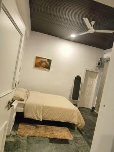 a bedroom with a bed and a ceiling fan at Lighthouse Villa Homestay in Dimapur