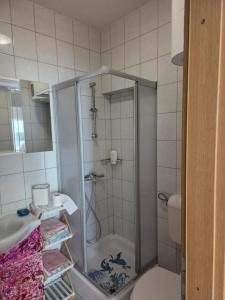 a bathroom with a shower and a sink and a toilet at Babić Rituals apartments in Makarska +79 photos