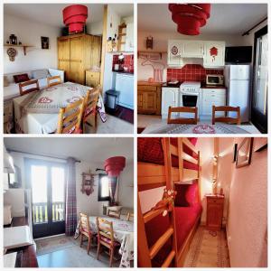 a collage of three pictures of a kitchen and a room at Studio de montagne - résidence le saphir in Puy-Saint-Vincent +6 photos