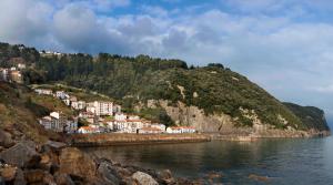 a small town on a hill next to the water at Itsasmin Ostatua in Elanchove