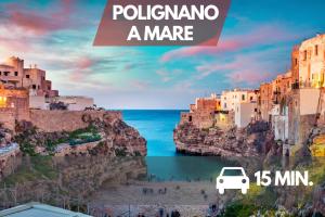 a poster of a car parked on a cliff next to the ocean at 15min Polignano Puglia Historical Center Terrace in Conversano +7 photos