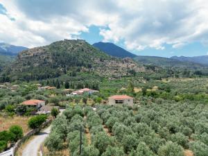 an aerial view of a village in a mountain at Mystras Balcony View in Mystras