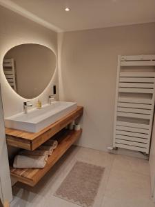 a bathroom with a sink and a mirror at Très belle chambre à Metz in Metz