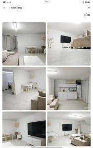 four different views of a living room with a tv at רונלדו in Beʼerot Yiẕẖaq