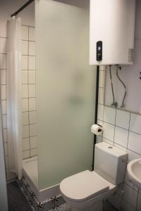 a bathroom with a toilet and a sink at Stare Gniezno Centrum Miasta in Gniezno +8 photos