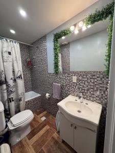 a bathroom with a white sink and a toilet at Hermoso Departamento - Centro in Río Grande