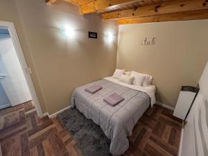 a bedroom with a bed with two pillows on it at Hermoso Departamento - Centro in Río Grande