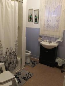 a bathroom with a sink and a toilet at Appartement centre ville de Campbellton NB in Campbellton