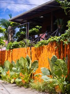 an orange fence with plants on top of it at Boca Estrella in Bocas Town