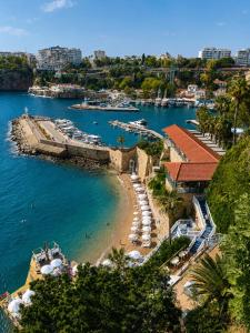 a view of a marina with boats in the water at Arkk Rooms in Antalya