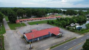 an overhead view of a building with a red roof at Anchor inn in New Johnsonville