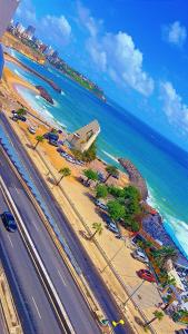 an aerial view of a beach and the ocean at Maison Babacar TOURE in Dakar