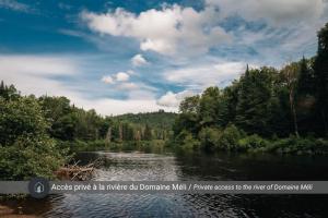 a river in the middle of a forest with clouds at The Lofti in Sainte Béatrix