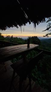 a table with a potted plant sitting on top of it at Ecologic Mountain Cabin, amazing view in Santa Marta +17 photos