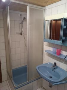 Ванная комната в Ferienwohnung An der Loreley