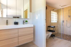 a bathroom with a sink and a toilet and a shower at NorthStyle by Fidalsa in Lanestosa