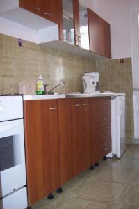 a kitchen with a sink and a stove top oven at Captain's villa in Molunat