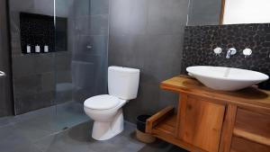 a bathroom with a white toilet and a sink at Villa Sarn 1 Sanur in Sanur